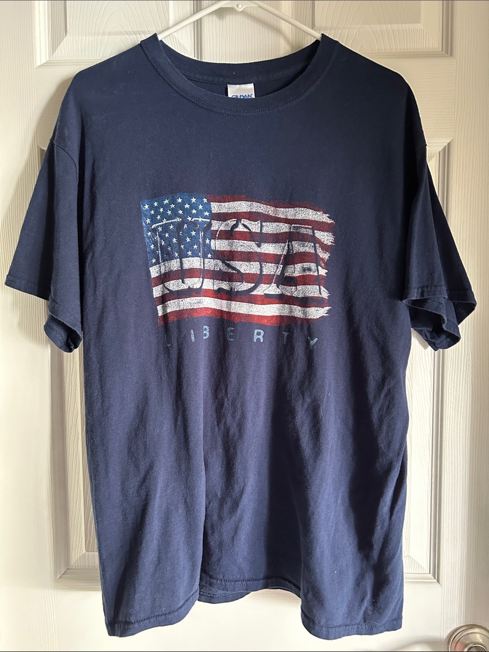 Navy Short-Sleeve USA Flag Graphic Tee